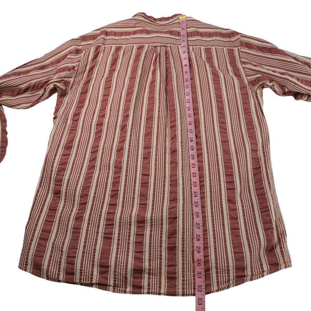 Hugo Boss Men's L Vintage Burgendy Striped Button Down Shirt - Picture 13 of 15